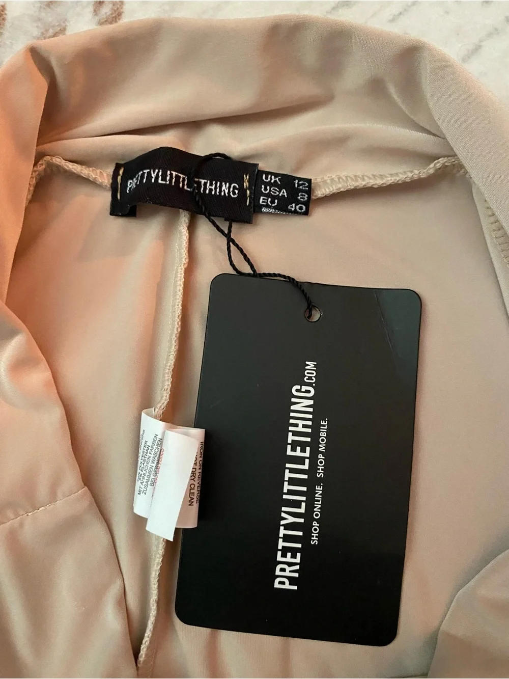 NWT PrettyLittleThing Nude High Waisted Bike Shorts Size US 8 / UK 12 (Flawed)